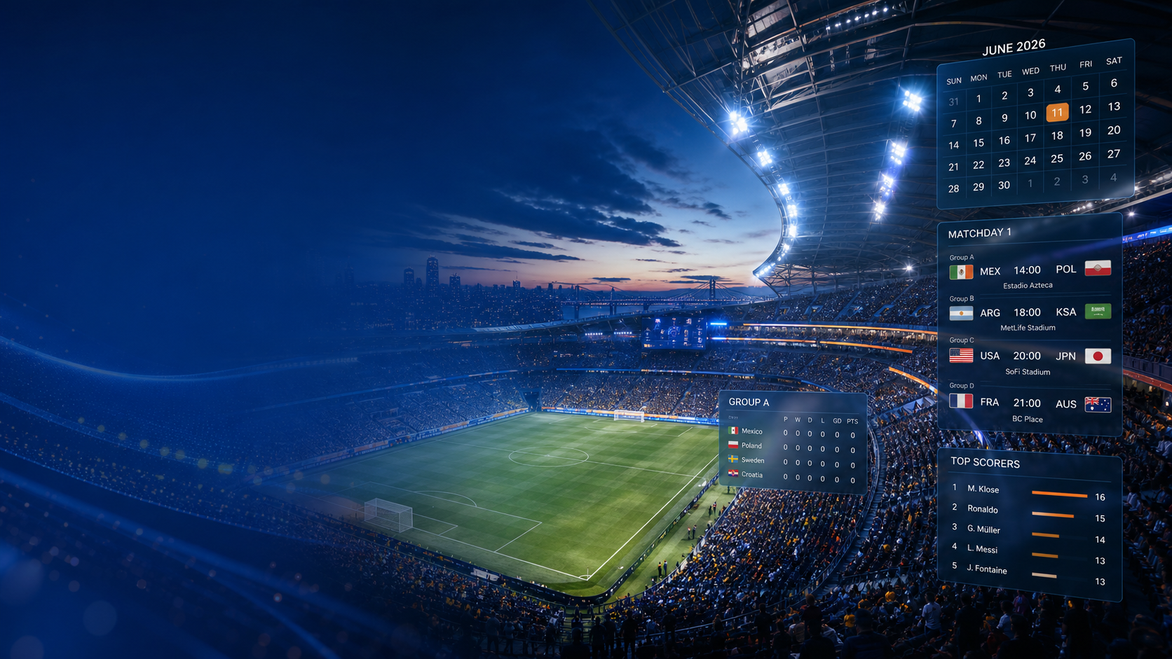Modern soccer stadium